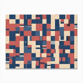 Abstract Image Of A Grid Of Squares In Shades Of Red, Blue, And White, With A Blurred Effect Canvas Print