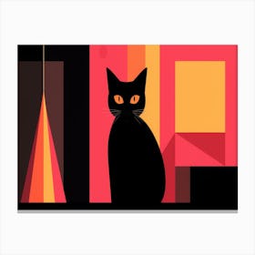 Black Cat With Orange Eyes Canvas Print