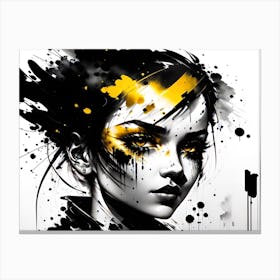 Black And Yellow Girl Canvas Print