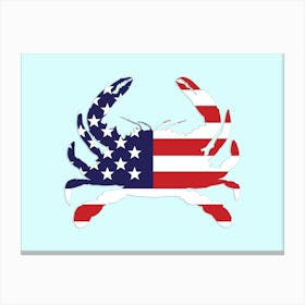 Blue Crab With USA Flag Design Canvas Print