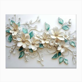 3d Illustration Flowers White Canvas Print