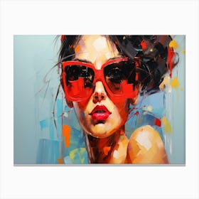 Woman In Red Sunglasses 17 Canvas Print