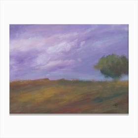 Purple Sky - landscape figurative impressionism nature sky tree hand painted Canvas Print