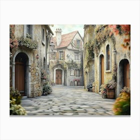 3d Image Old Town Street Canvas Print