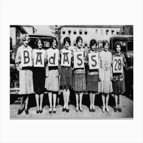 Badass Girls Vintage Black and White Photo Canvas Print