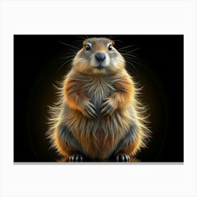 Prairie Dog Standing On A Black Background Canvas Print