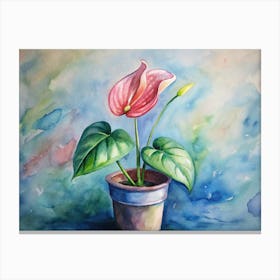 Pink Flower In A Pot Canvas Print