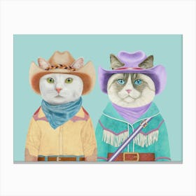 Cowboy Cats 1 Canvas Print