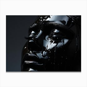 Tear Rolling Down A Cheek Embodying Sweet Dark Sorrow Against A Subtle Background 3d Hyper Reali Canvas Print