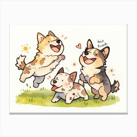 Three Puppy Friends Canvas Print