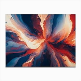 Abstract Painting Style Image Of Swirling, Dynamic Lines And Textures In A Color Gradient From Deep Blue To Orange, Creating A Sense Of Motion Canvas Print