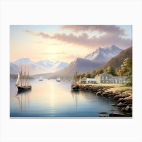 Camden Mountains From The South Entrance To Camden Harbor 3 Canvas Print