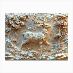 Beautifully Designed 3d Relief Art Of A Graceful Deer 1 Canvas Print