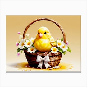 Yellow Bird In A Basket Canvas Print