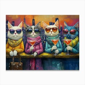 Cats At The Rooftop Bar 9 Canvas Print