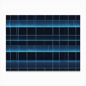 Abstract Image Of A Grid Of Squares With Blue Lines Running Through It On A Black Background Canvas Print