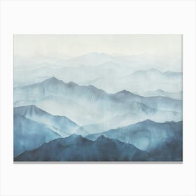 Mysterious Mountain Vista Vintage Painting - Blue Adventures Canvas Print