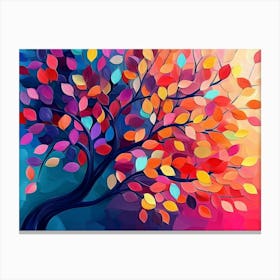 Elegant Colorful Tree With Colorful Leaves Illustration Background 2 Canvas Print