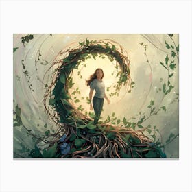 Girl In A Tree Canvas Print