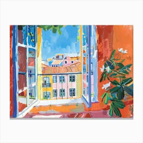 Lisbon From The Window View Painting 1 Canvas Print