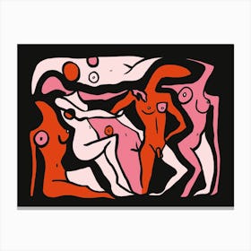 Psychedelic Nudes 3 Red Canvas Print