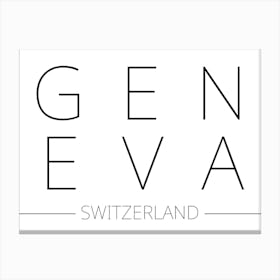 Geneva Switzerland Typography City Country Word Canvas Print