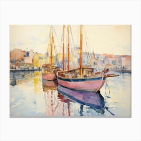 Two Boats In The Harbor 2 Canvas Print
