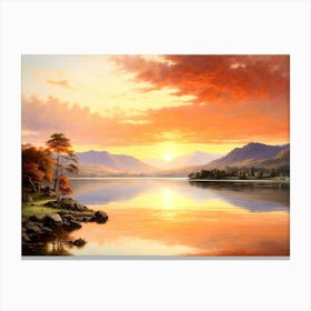 Sunset Over Lake Canvas Print
