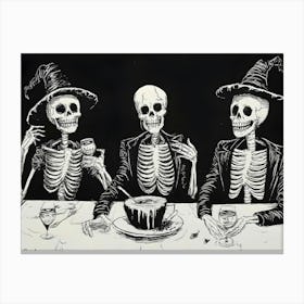 Skeletons At The Table 4 Canvas Print