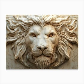 3d Relief of a Powerful Lion's Face Canvas Print