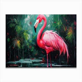 Diktorrr An Acrylic Painting Of A Pink Flamingo On A Background 4f4d6094 7bfc 46b3 B0c7 Fb502a66a06b Topaz Enhance Canvas Print