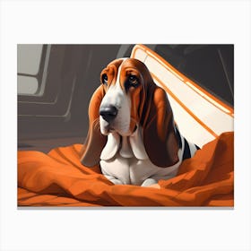 Basset Hound In Blanket Canvas Print