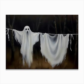 Ghosts Hanging From Clothesline Canvas Print