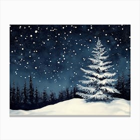 Christmas Tree In The Snow Canvas Print