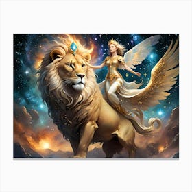 Lion And Angel Wings Canvas Print