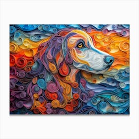 Afghan Hound Paper Quilling Dog Portrait III Canvas Print