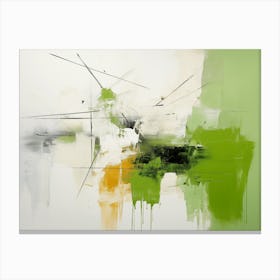 Modern Abstract Painting In Green White And Burned Senna. Leaving room print art Canvas Print