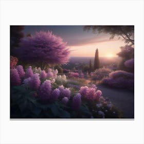 Sunset In The Garden Canvas Print