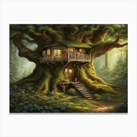 Cottage Inside A Giant Forest Tree V2 2 Canvas Print