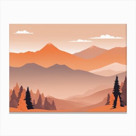 Misty mountains horizontal background in orange tone 60 Canvas Print