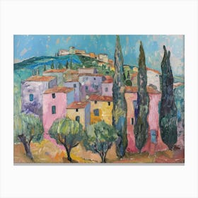 Pastoral Panorama Painting Inspired By Paul Cezanne Canvas Print