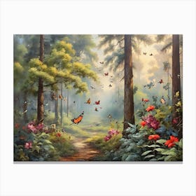 Butterflies In The Forest Canvas Print