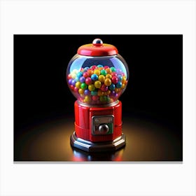 Red Gumball Machine On Black Background Canvas Print