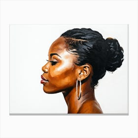 Side Profile Of Beautiful Woman Oil Painting 163 Canvas Print