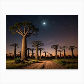 Baobab Trees At Night Canvas Print