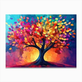 Elegant Colorful Tree With Vibrant Leaves Hanging Branches Illustration Background 1 Canvas Print