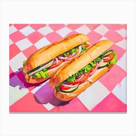 Bahn Mi Pink Checkerboard 3 Canvas Print