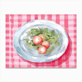 A Plate Of Radishes, Top View Food Illustration, Landscape 4 Canvas Print
