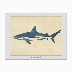 Blue Shark Grey Silhouette 6 Poster Canvas Print