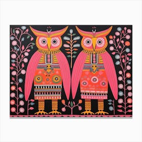 Owl 1 Folk Style Animal Illustration Canvas Print